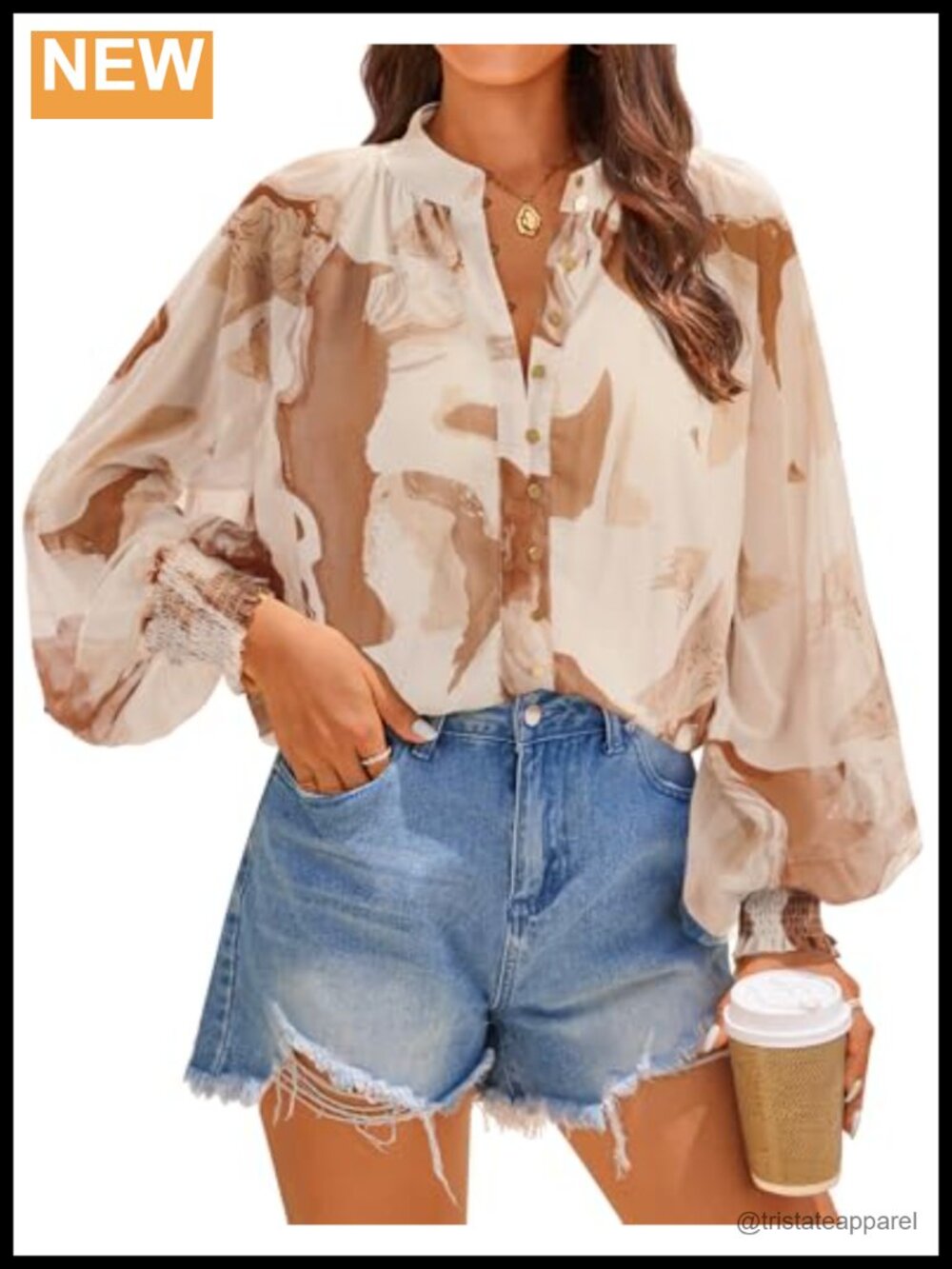 Women's Floral Boho Long Sleeve Button Down Blouse